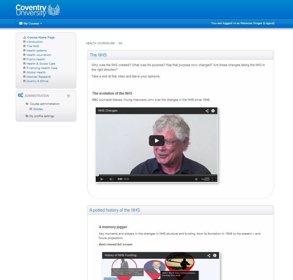 CU Services Health Journalism couse course page