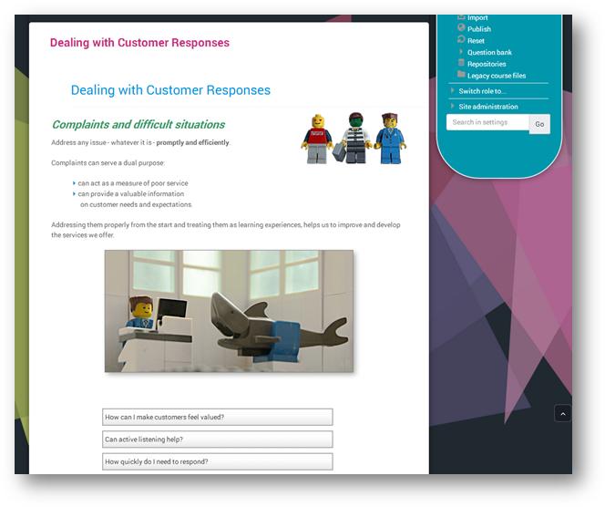 Customer Service Moodle course